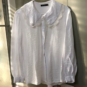 NastyGal white lace collar blouse